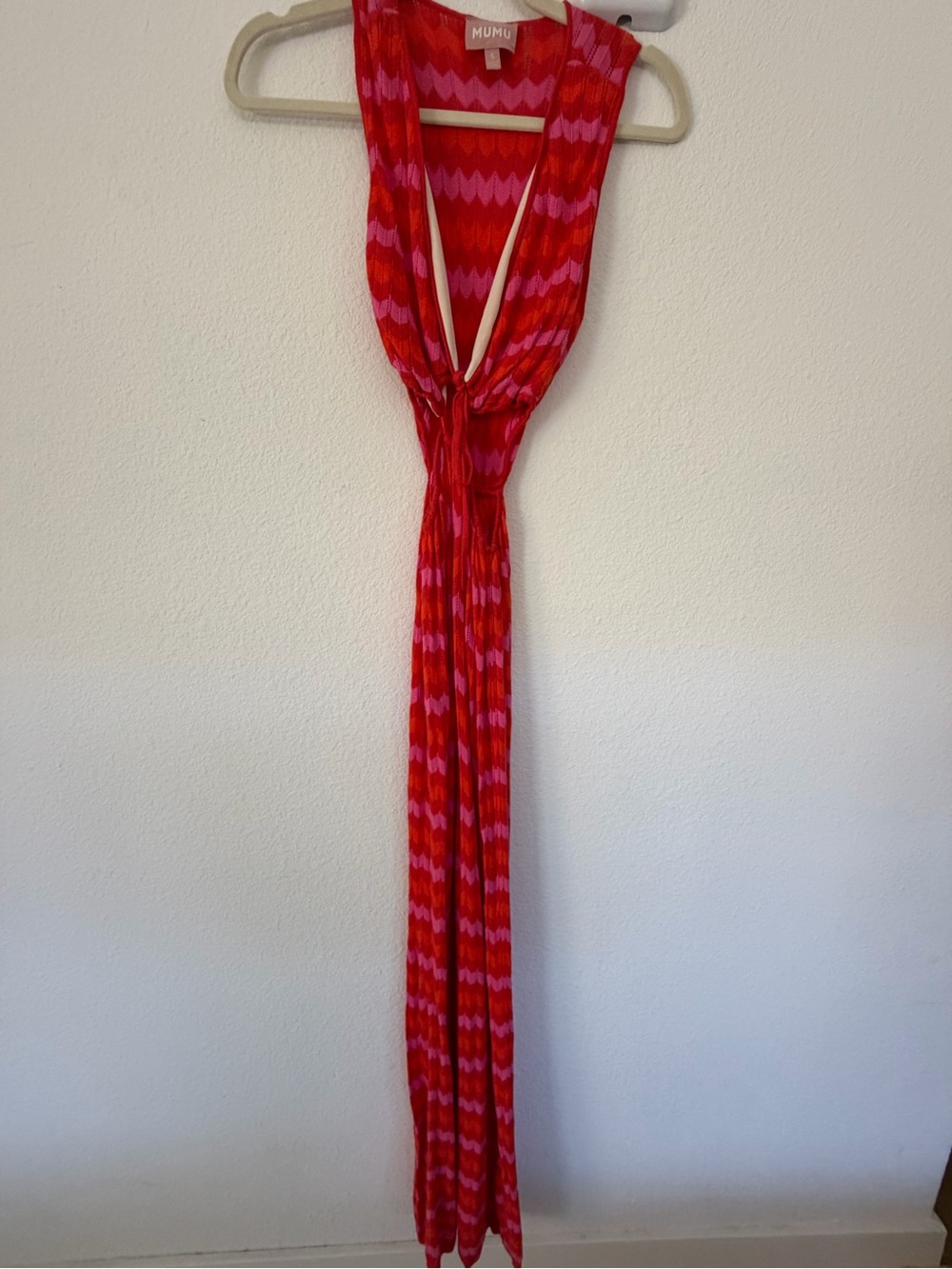 Show Me Your MuMu Red & Pink Chevron Maxi Dress